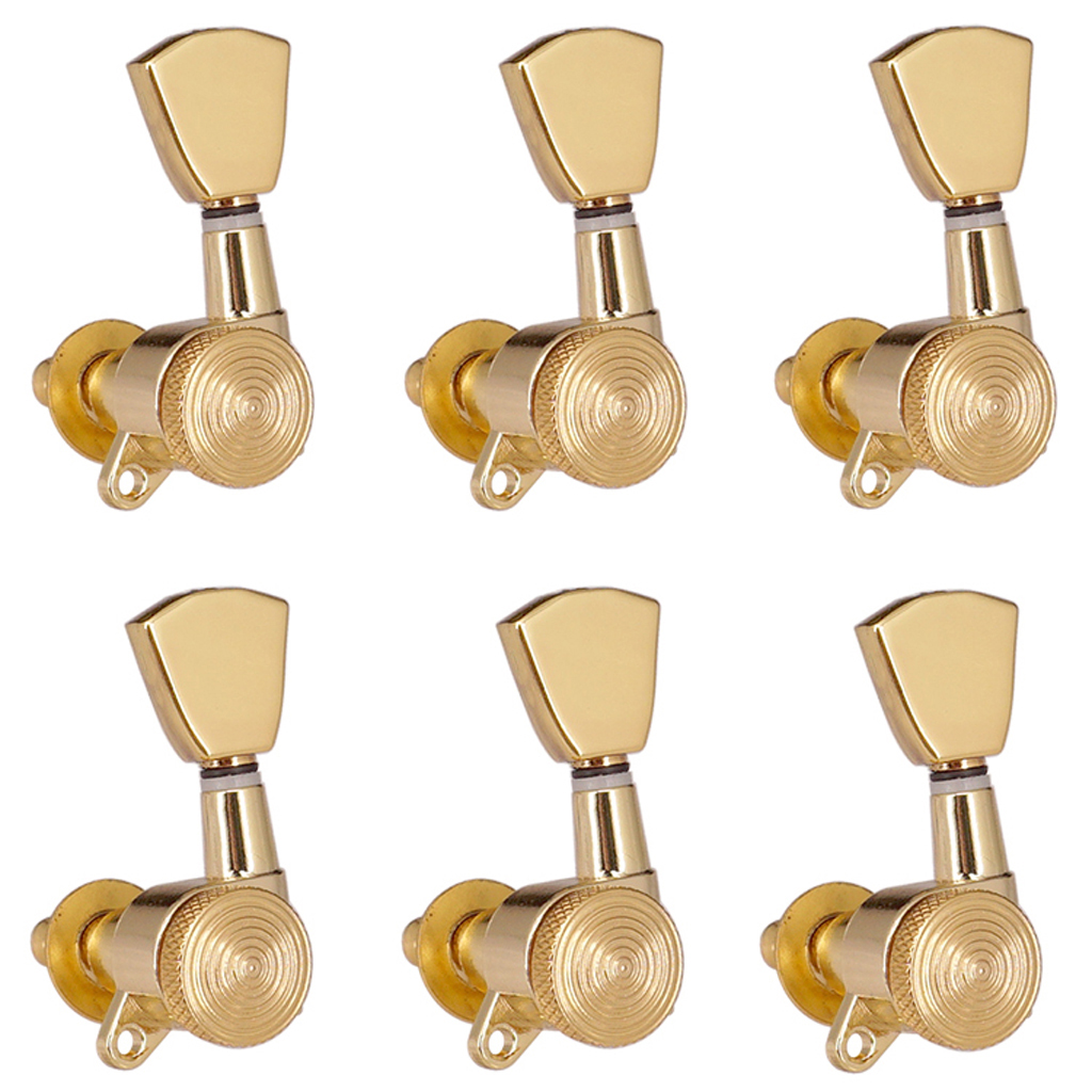 

1 Pack 6L Iron Wood Guitars Lock String Tuning Pegs Machine Heads Golden