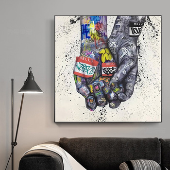 Lover Hands Graffiti Art Posters and Prints on Canvas Painting Street Wall Art Picture for Living Room Home Decor (No Frame)-image-561744334