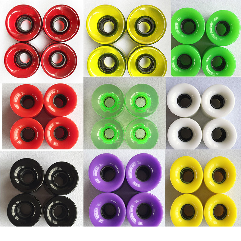 

4 Pieces 85A 60*45mm LED Flash Roller Longboard Wheel DanceBoard Transparent Skateboard Wheel PU Double Rocker Flashing, Red