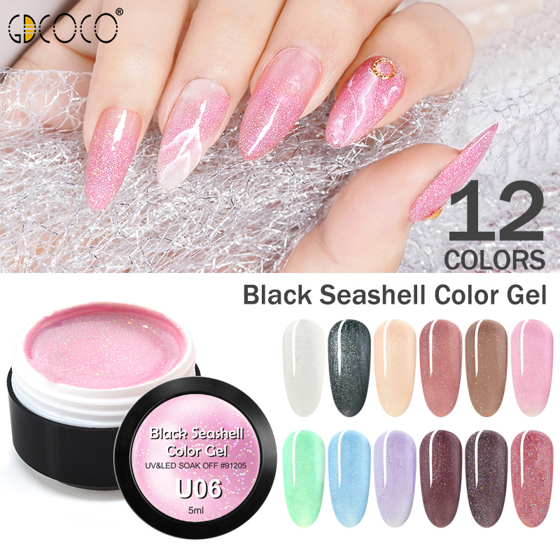 

Glitter Seashell Nail Varnish Nail Art Decoration GDCOCO Gel Lacquer Bling Pearl Pigment Color Gel Lacquer Polish, U11 pearl color gel