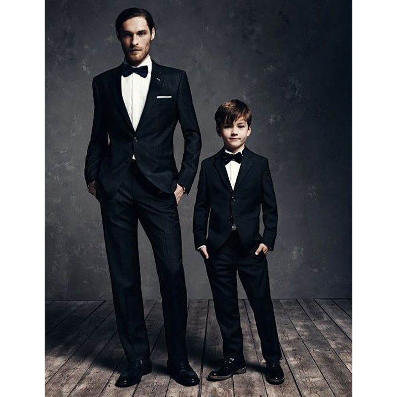 

Custom Made Black Mens Suits Slim Fit Two PCs Groomsmen Wedding Tuxedos For Men Shawl Lapel Formal Prom Suit (Jacket+Pant, Kid