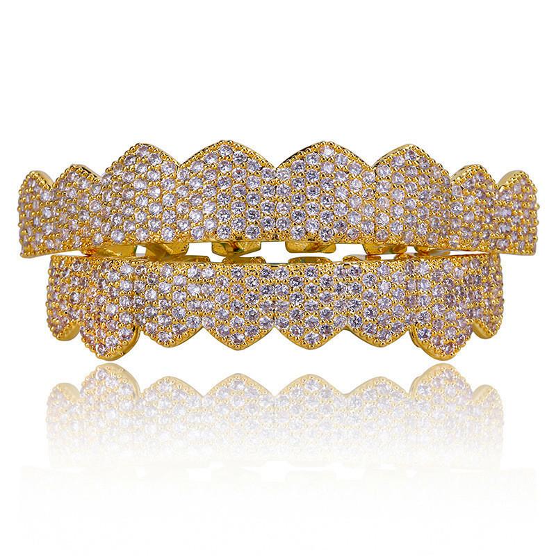

Hip Hop Grillz Teeth Fashion Body Jewelry Cubic Zirconia Ice Out Gold Grillz Dental Grills Freeshipping