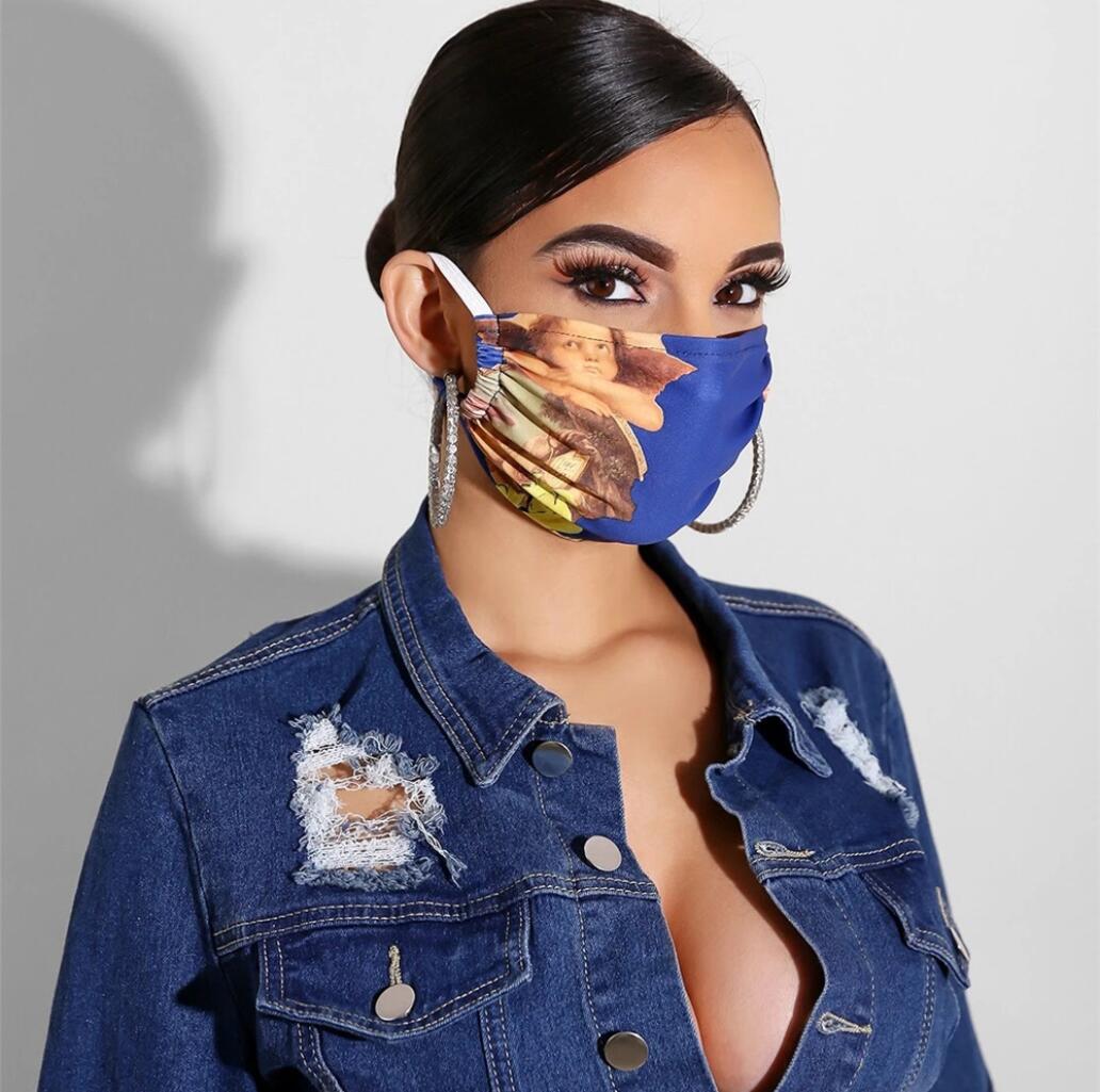 

36 Style Women Men Funny Face Mask Reusable Cartoon Print Festive Mask Ultraviolet-proof Washable Running Riding Bike Party Masks