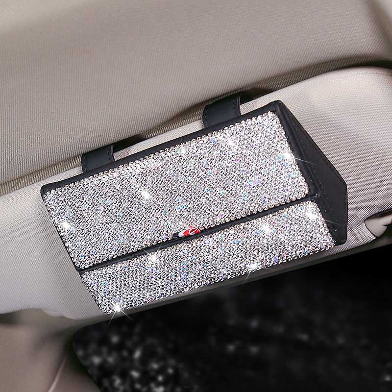 

Fashion Crystal Diamond Car Tissue Box for Sun Visor Auto Hanging Tissue Box Crown Sunshade Case Auto Car Accessories Women