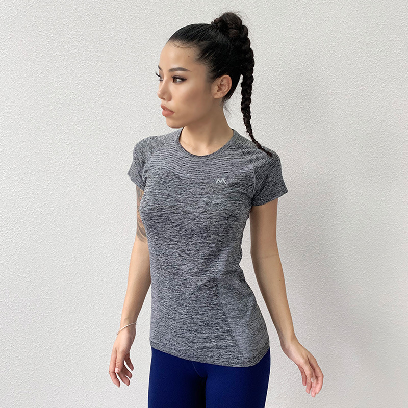 

Sports Short-Sleeved Women' Korean-Style round Neck Aerobics Running Suit Top Quick-Drying Slim-Fit T-shirt, Orange