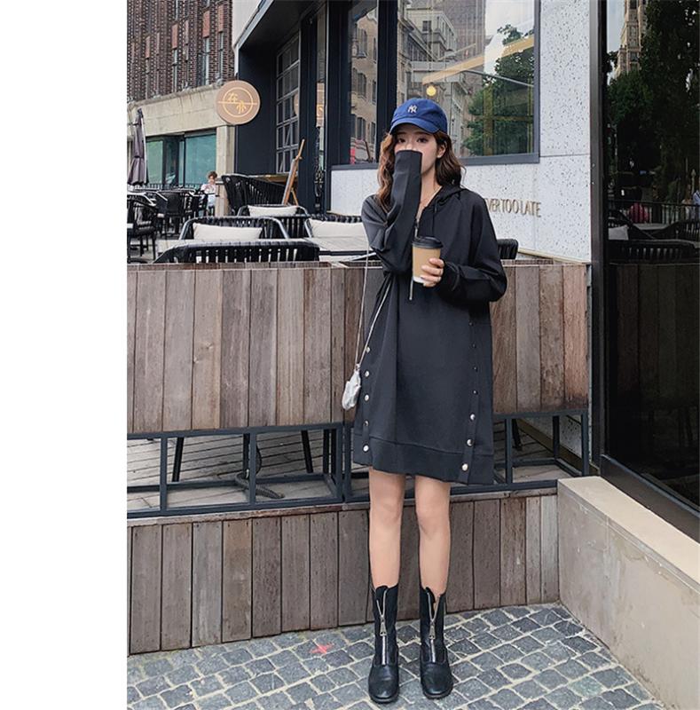 

2020 Autumn winter fashion design hooded pullover women spring autumn loose office ladies INS tide black hooded women pullover