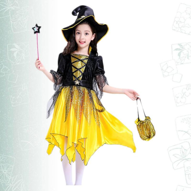 

Halloween Girl Costume Cosplay Fairy Kids Dress Fancy Clothing for Party, Yellow