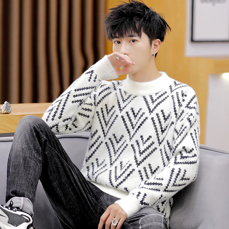 

2020 half-height collar Korean version of the trend imitation velvet sweater jacket plus thick version of warm line clothing