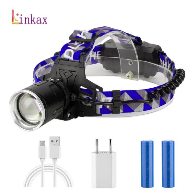 

P50 LED Headlamp USB Rechargeable Zoom 4 Mode Headlight Torch Headlamp Fishing hunting Head light Camping