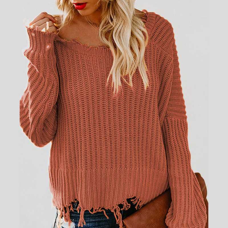 

Sexy Deep V-Neck Knitwear Female Sweaters 2020 Autumn New Fashion Solid Color Tassel Long Sleeve Knitted Pullovers Black Jumpers, White