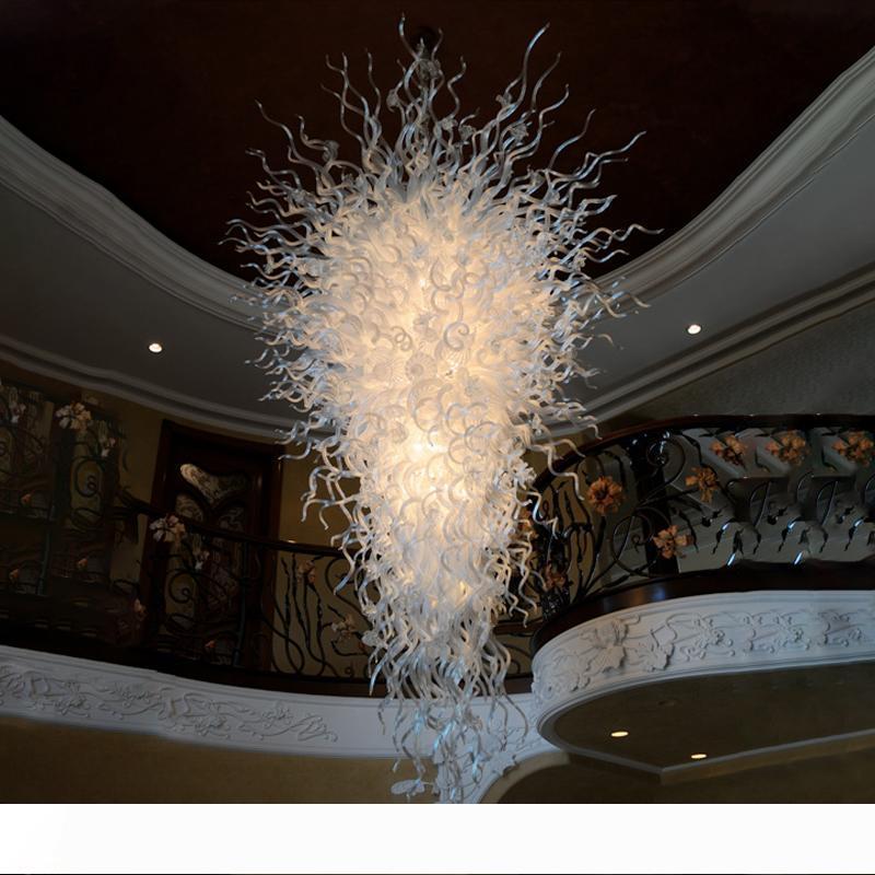 

Classic Crystal Chandelier Lighting 100% Hand Blown Glass Chandelier Light White LED Light Source Classical Hotel Restaurant Hanging Light