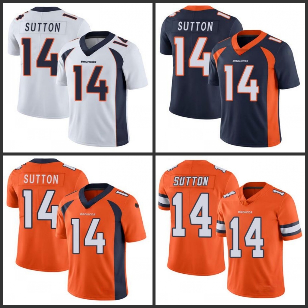 

Denver Broncos Men #14 Courtland Sutton Orange Men's Women Youth Stitched NFL Limited Rush Jersey, Black;red