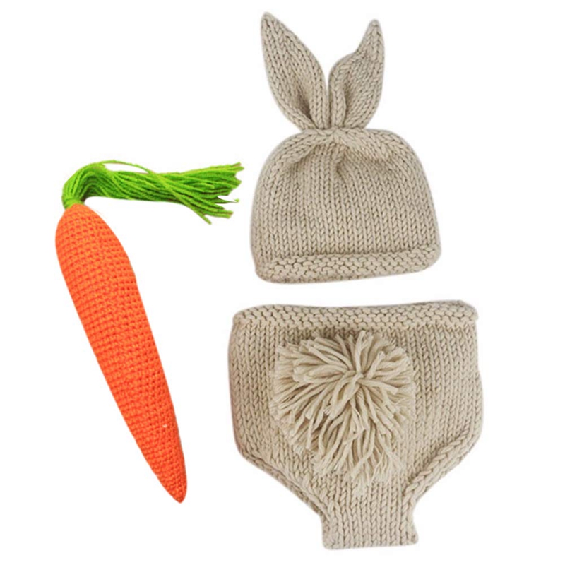 

Newborn Baby Photography Props Infant Boy Girl Knit Photo Outfits, Khaki