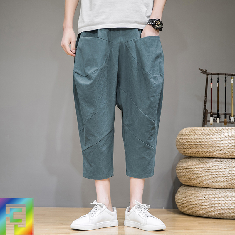 

5XL men yoga pant linen quickly dry loose harem bloomers running jogger fitness gym workout casual pant activewear sweatpant, Black