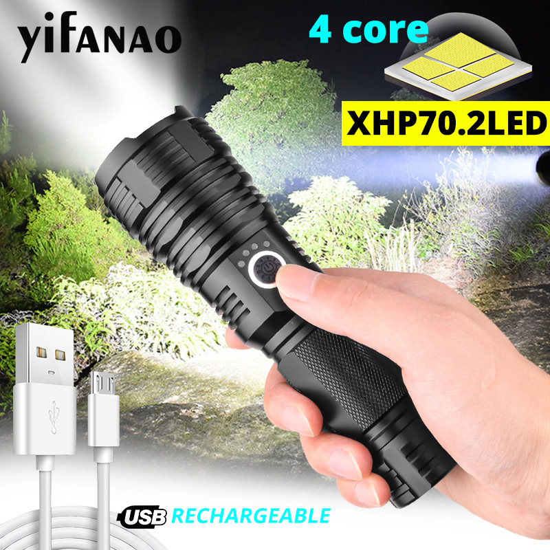 

Flashlights Torches XHP70.2 Powerful 26650 Ultra Bright Zoom Torch T6 Camping Lamp USB Rechargeable XHP50.2 LED Actical Light For Fishing