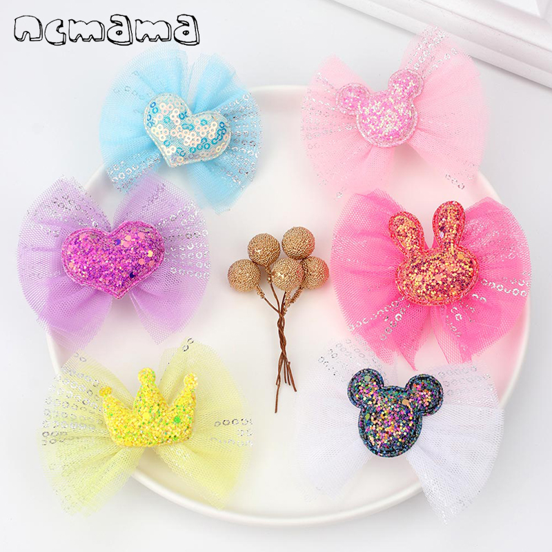 

6 Pcs/sets Korea Glitter Lace Hair Clips For Girls Bling Sequin Star/Heart Hair Bows Kids Headwear Hairclips Accessories