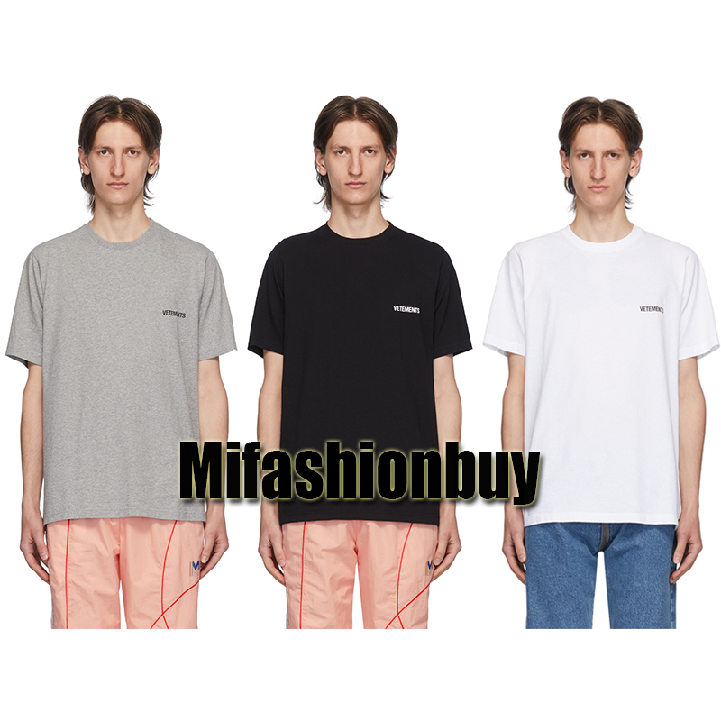

21ss Europe France Vetements Embroidery Front Back Little Logo Tshirt Fashion Mens T Shirts Women Clothes Casual Cotton Tee, White;black