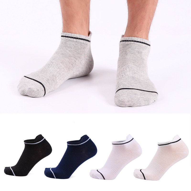 

High Quality 5Pair/lot Men Summer Socks Cotton Fashion Male Boat Socks Shallow Mouth Absorb Sweat Man Short black white