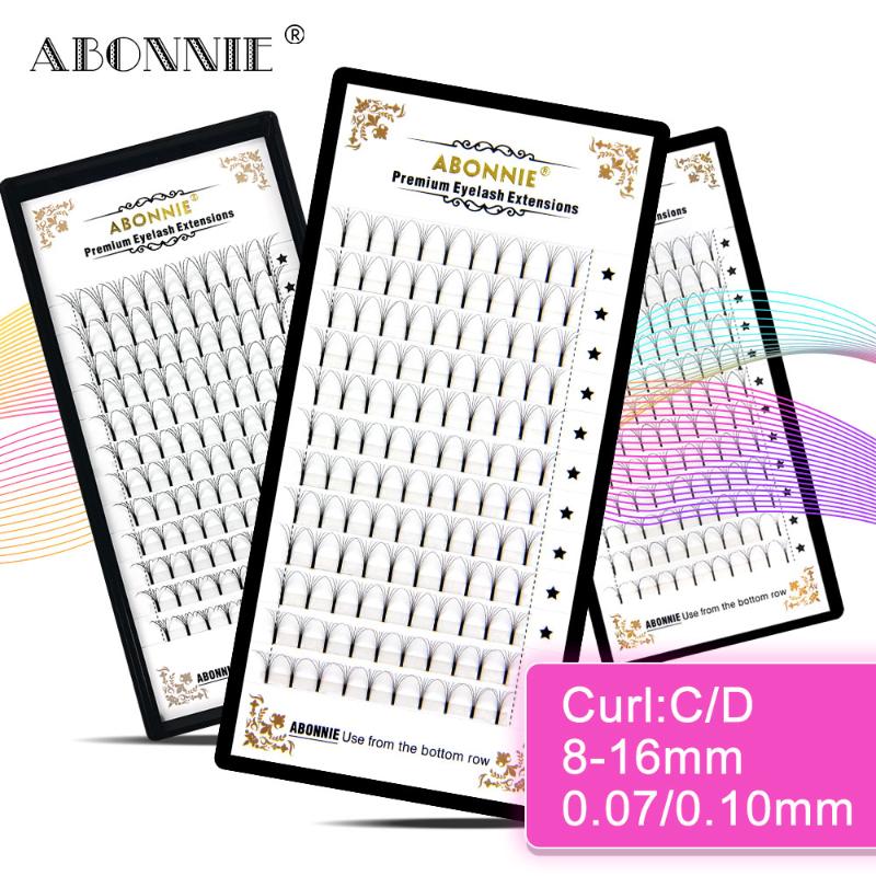 

Abonnie Premade Lash Long Stem Volume Fans 4D/5D/6D False Eyelash Makeup Lashes Mink Hair Lashes Hand Made Black Winged C/D