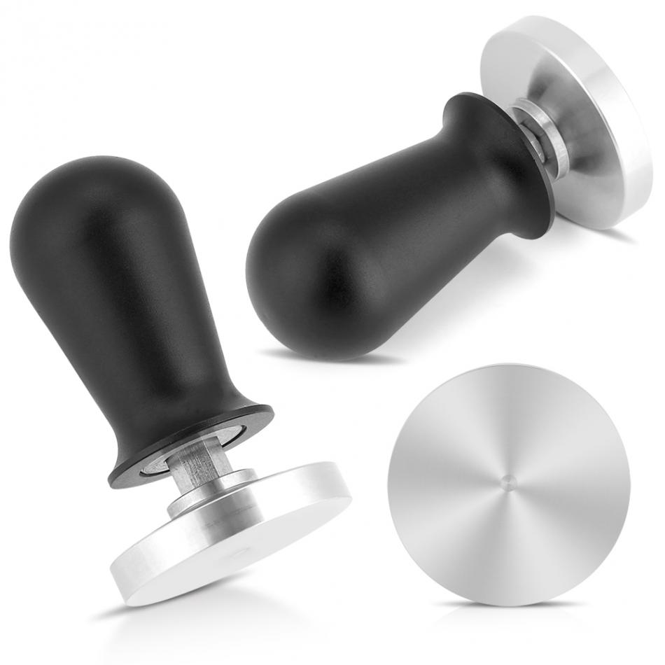 7 Type 49~58mm Coffee Tamper Flat Base Espresso Beans Press Tool Wooden Handle 