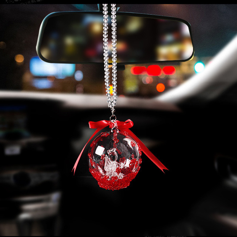 

Car Pendant Angel Crystal Ball Auto Decorations Rhinestone Automobiles Interior Rearview Mirror Ornaments Creative Dangle Trim