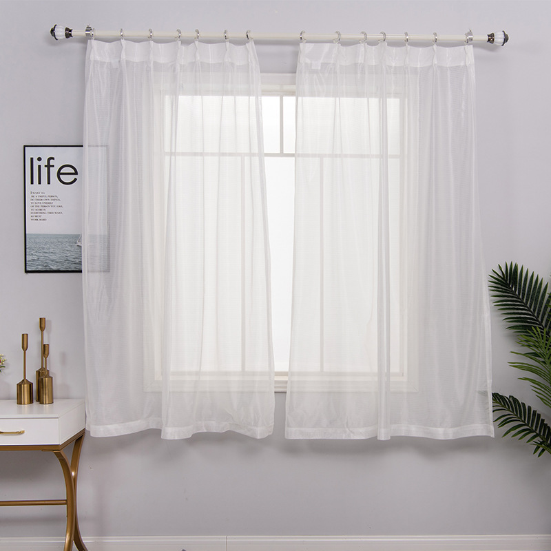 

1PC Modern White Window Tulle Living Room Kitchen Bedroom Translucent Curtains Home Decoration Drapes Gauze Curtain, As pic