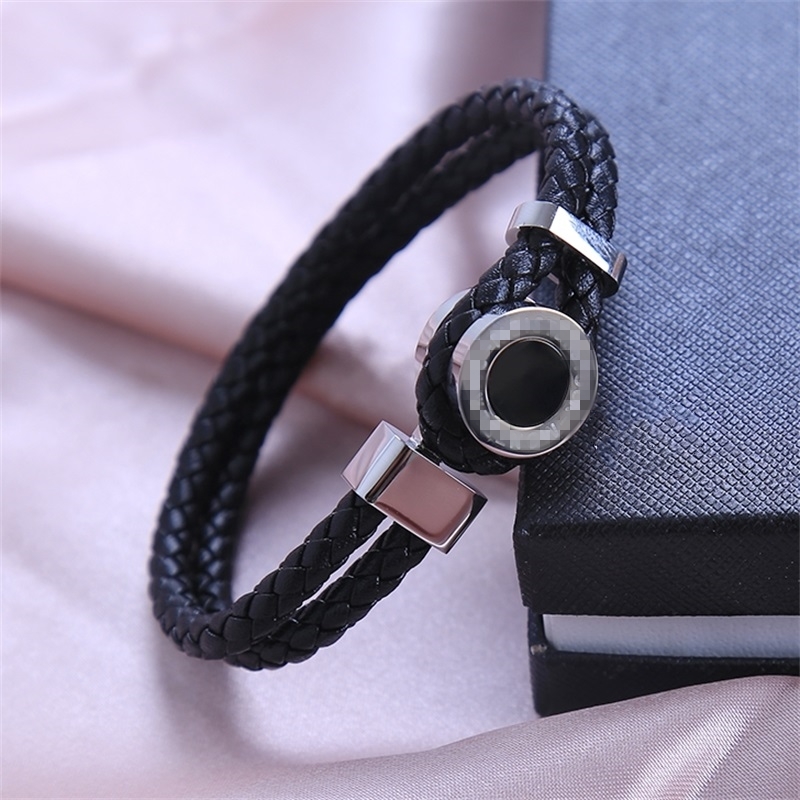 

Men Design Black Woven Leather Bracelets Luxury Monte Wear French Jewelry Gift Classical As Charm Bracelets Man Branding Birthday Pulse Nsne
