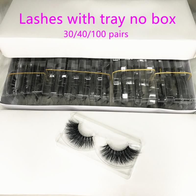 

No Box 30/40/100 Pairs 3D Mink Lashes With Tray Handmade Full Strip Lashes Mink False Eyelashes Makeup eyelashes Wholesale