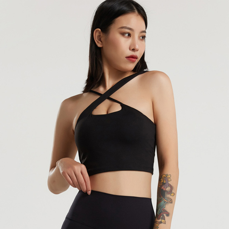 

Cross Fitness Sports Vest Women' Tight-fitting Sexy Yoga Tops Sports Bra High Impact Active Wear For Women, Black