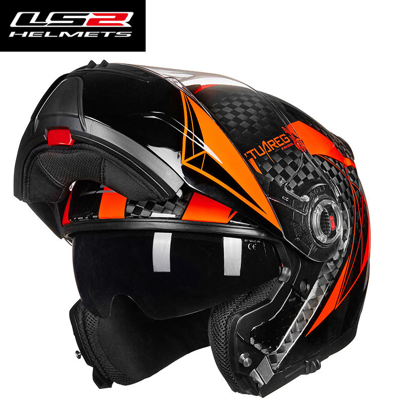 

LS2 FF394 12k carbon fiber flip up motorcycle helmet double lens moto racing modular motorbike helmets with inner sunglasses