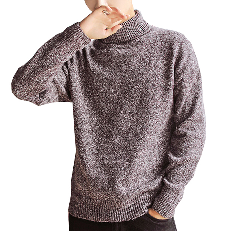 

2020 NEW Sweaters Men Turtleneck Simple All-match Soft Warm Winter Daily Knitting Sweater men Leisure Clothing New J656, Gray
