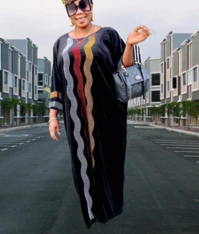 

Velvet African Dresses For Women 2020 Autumn Africa Clothing Muslim Long Maxi Dress High Quality Fashion African Dress For Lady