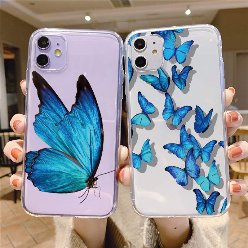 

Transparent Butterfly Pattern Phone Case for IPhone XS 11 Pro Max X XR SE 2020 6 6S 8 7 Plus Silicone TPU Cover Funda Case, 1lhdcf