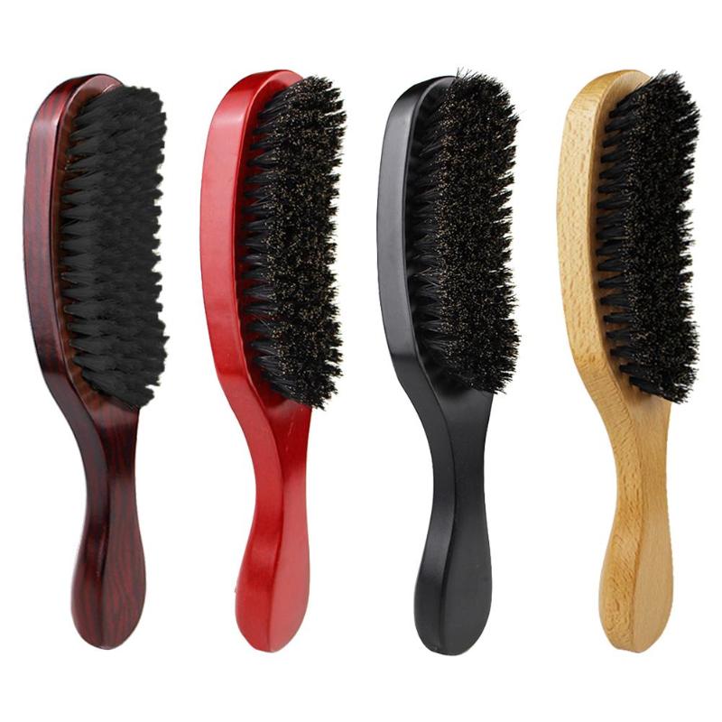 

Pig Bristle Wave Beard Brush Wooden Handle Hair Comb Solid Wood Classics and Fashion Healthy Big Arc for Salon/Barbe/Home Use