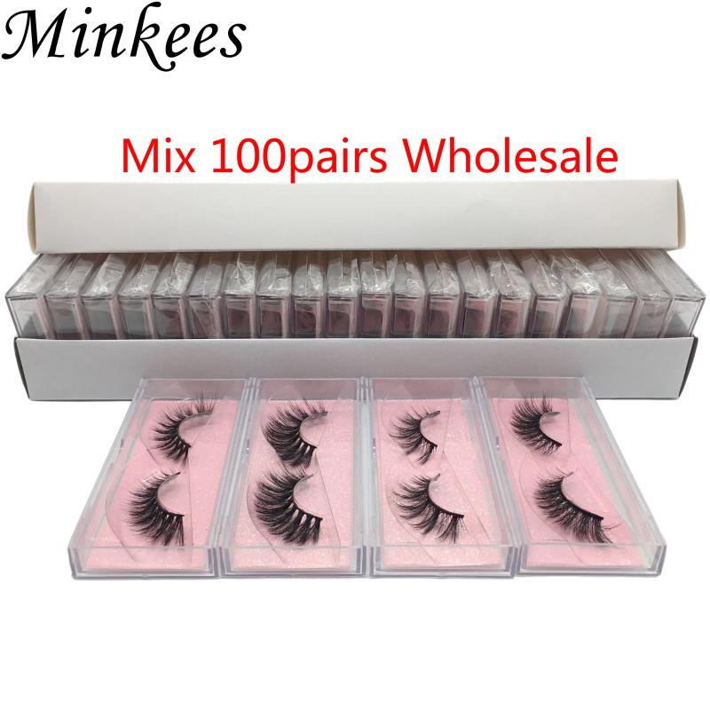 

3D Eyelashes Wholesale Faux Mink False Lashes Bulk Cruelty Free Wispy Natural Strip Eyelash Custom Package Makeup Tools Minkees