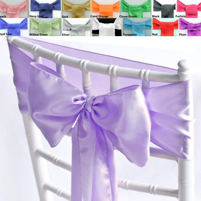 

New 6x108inch Satin Chair Cover Sash Bow 20 Colors Wedding Party Banquet Decorations gift package fabric dress belt, Black