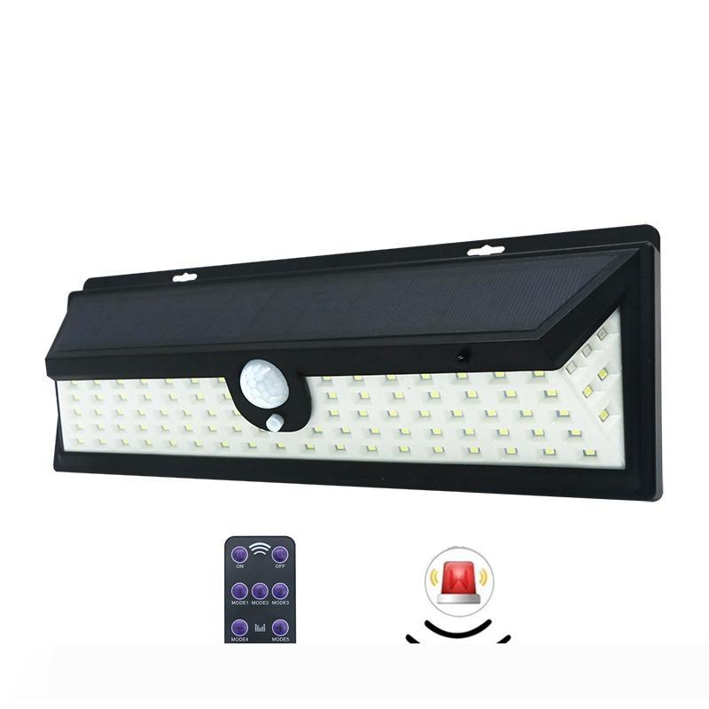 

Edison2011 New 92 LEDs Solar Wall Light with Alarm Function 1200LM Super Bright Outdoor Solar Lamps 3 Work Modes PIR Human Induction