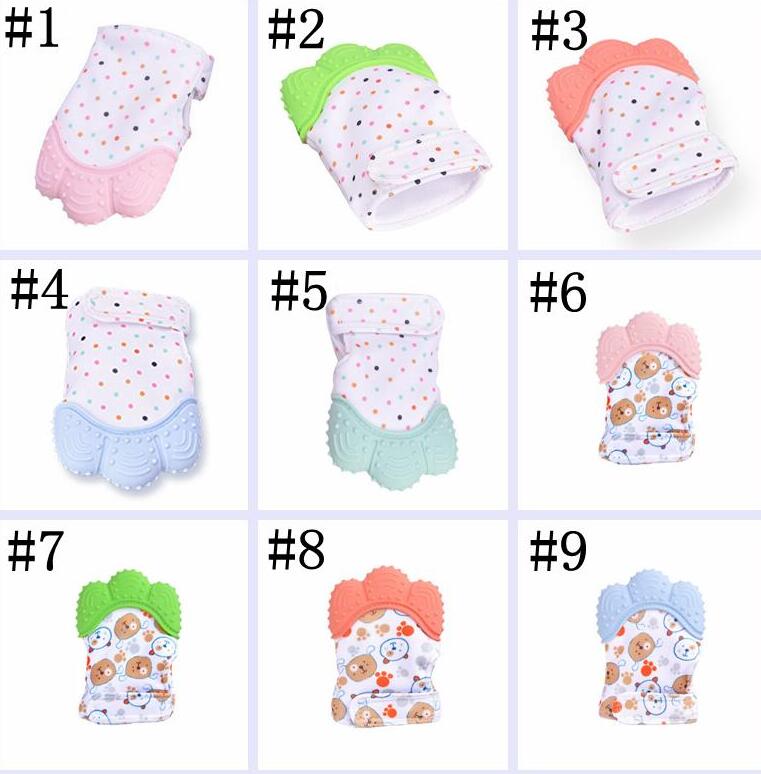 

Teether Gloves Newborn Grind Teeth Chew Sound Toys Silicone Grind Children's Mittens Teething Pain Relief Practice Toys Maternity LSK334, Mixed colors;random delivery