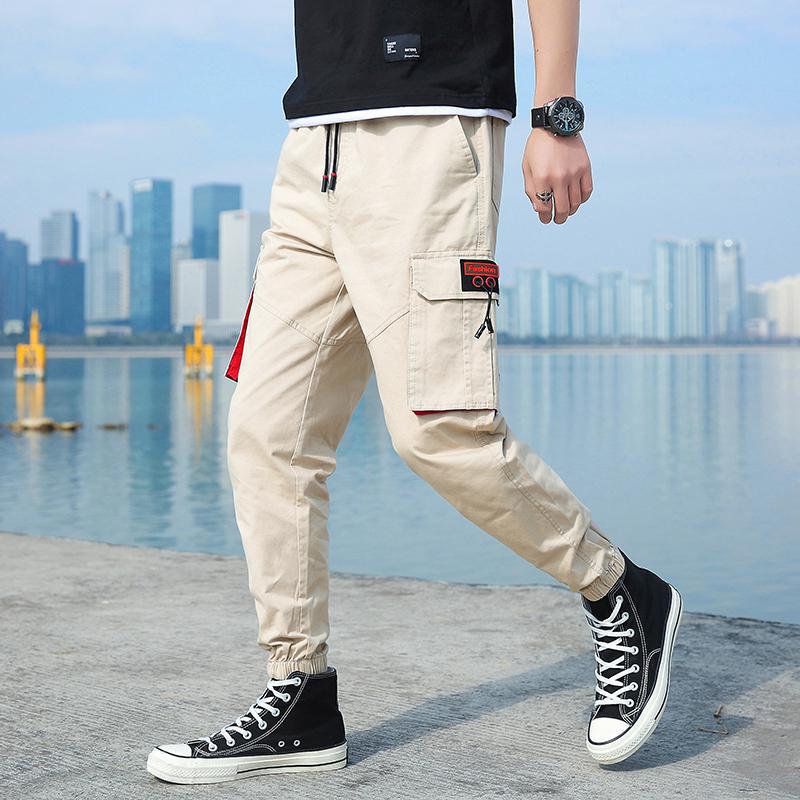 

Men's Plus Size Cargo Pants Men Elastic Waist Hip Hop Pants Mens Fashion Streetwear Workout Style Cotton Trousers, Army green pants