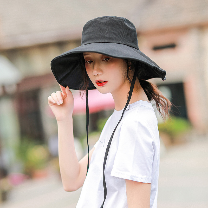

Harajuku Solid Large Eaves Sunshade Sun Hat Women Summer Outdoor UV Protection Sunscreen Hat Breathable Joker Beach Belt Bonnet, Eaves lake blue