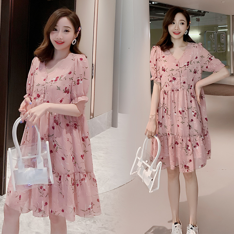 

586# Maternity Clothes Nursing Dress Summer Chiffon Dress for Pregnant Women Pregnancy Clothes Breastfeeding, Pink