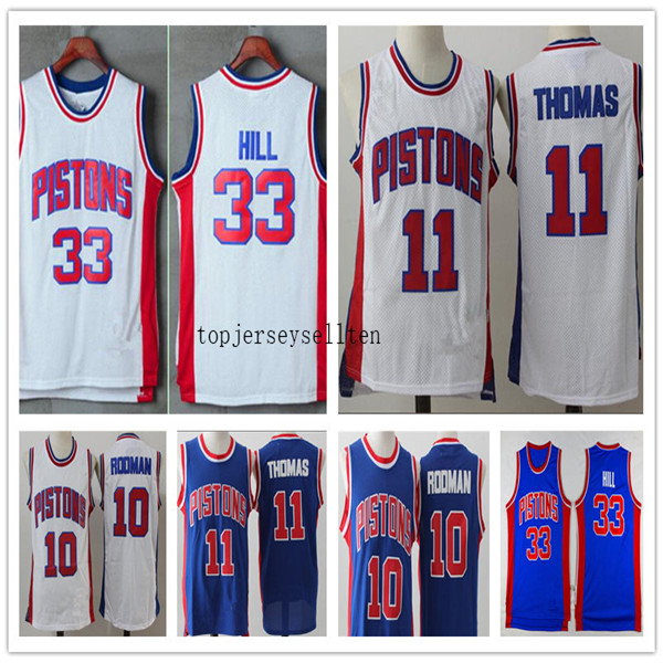 

Detroit Pistons MEN Dennis Rodman Grant Hill Isiah Thomas Teal 1998-99 Classics CITY basketball Jersey, Black