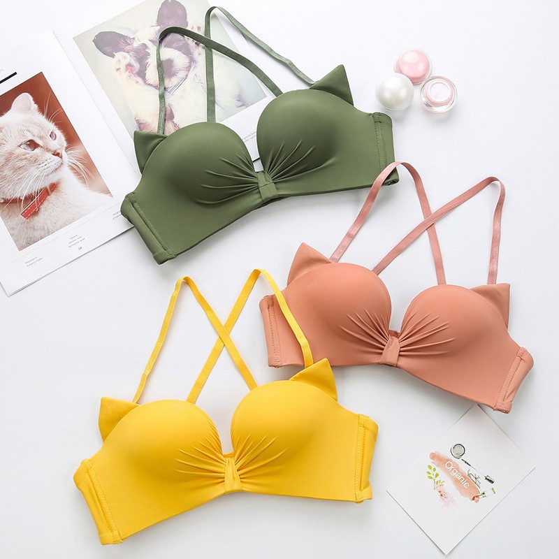 

Blackday Adjusted Comfort Seamless Bra Women Cute Underwear Solid Simple Wireless Bralette Sexy Backless Push Up Bra Lingerie, Green