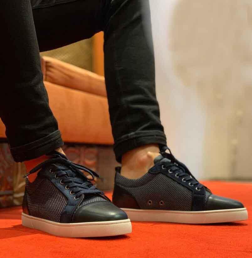 

2020 brands blue calfskin leather orlato casual junior low red bottom sneakers shoes for women,men skateboard perfect gift,box, Black