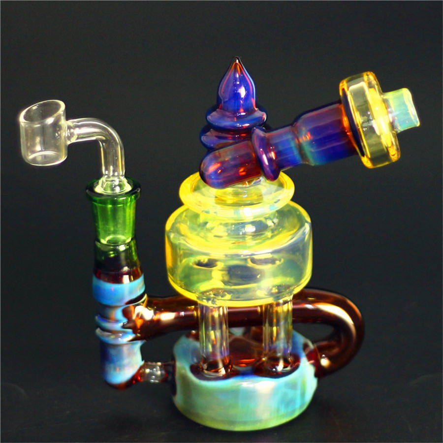 

Plus Glass Bong hookah 503PFG Cute Robot Fumed Hanger Pipe 7.5" Height 14mm Male Dab Rig Water Pipe