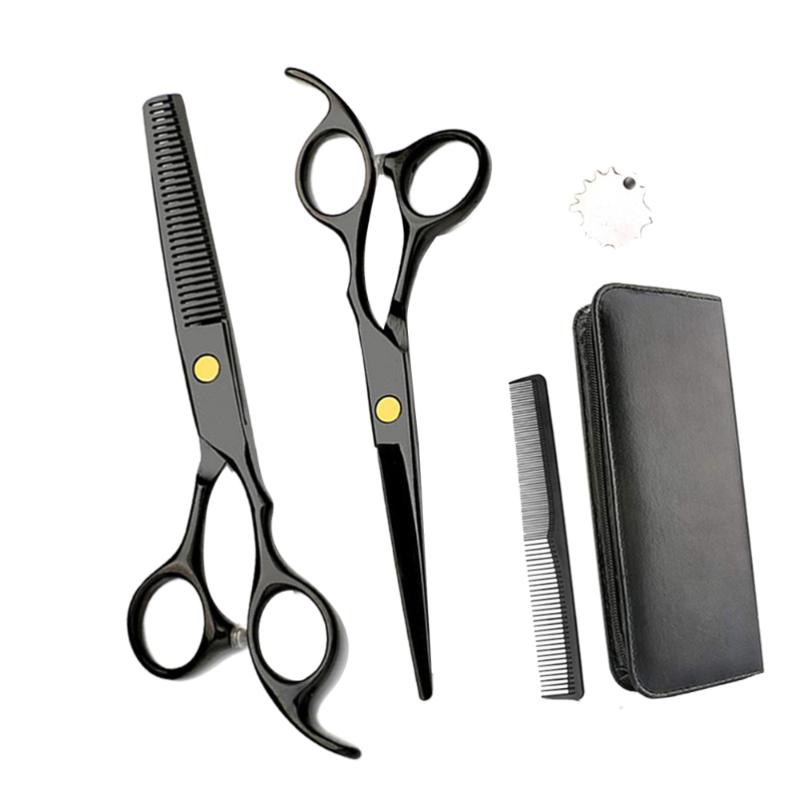 

1 Set 5pcs Professional Hair Cutting Scissor Hair Shearing Flat Teeth Scissors Hairdressing Scissors Tool (Black
