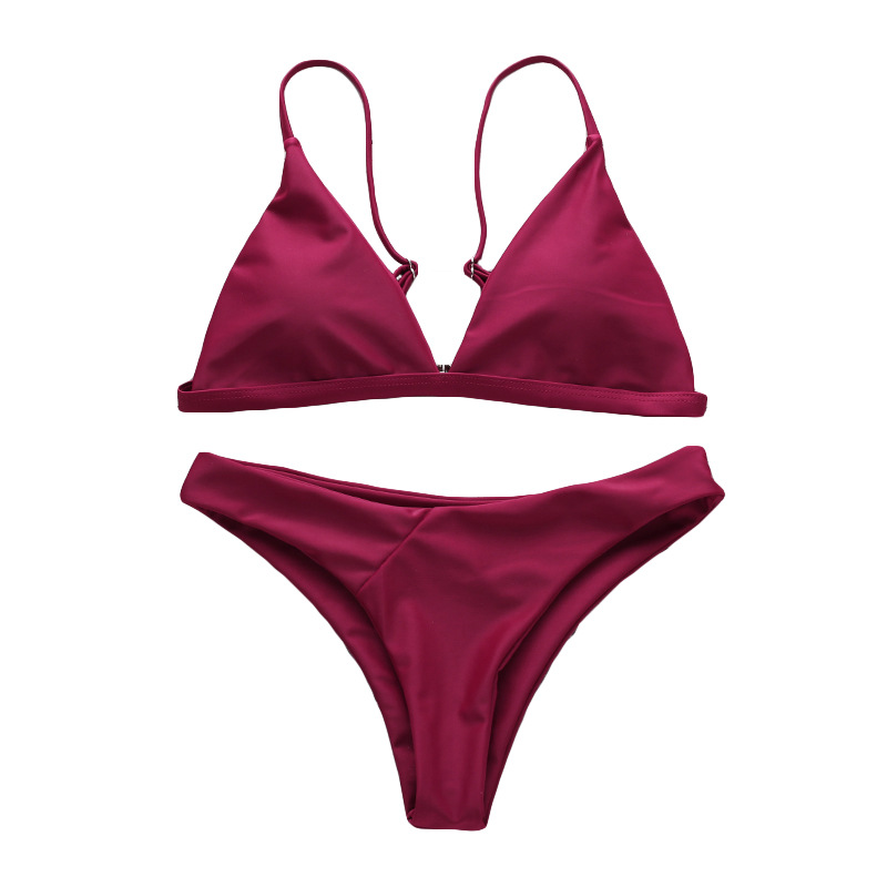 

Solid color swimsuit female European and American micro bikini low waist swimming wading sports multicolor beach suit bikinis, Photo