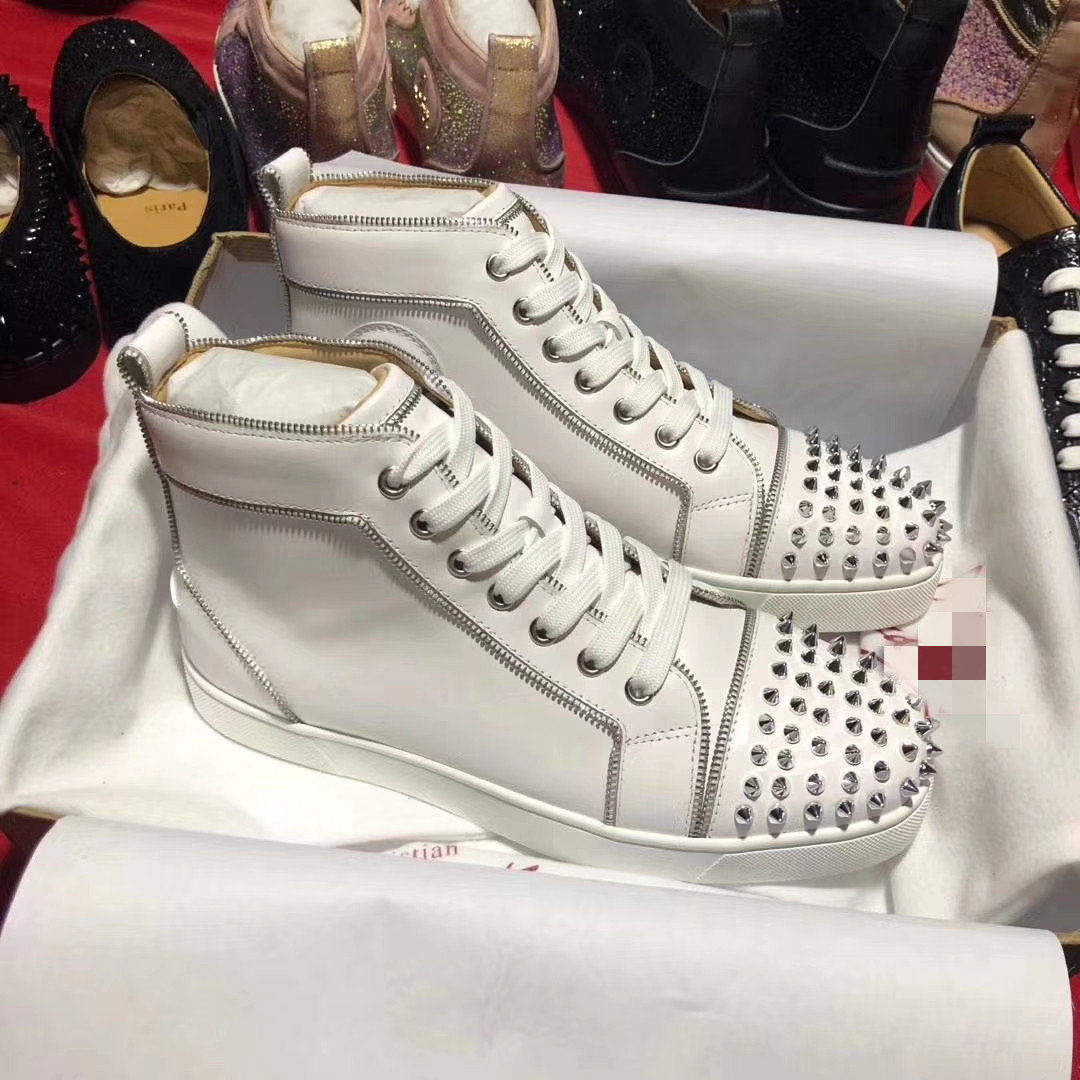 

Classic Spikes High Top Red Bottom Sneakers Shoes Women,Men Luxury Designer Casual Flat Sole Party Wedding Autumn Spring Trainers