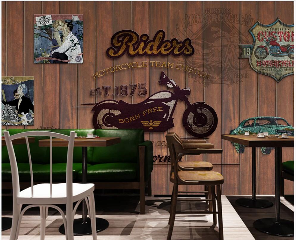 

3d wallpaper custom photo mural on the wall Cafe bar retro motorcycle background home decor 3d wall murals wallpaper for living room, Non-woven wallpaper
