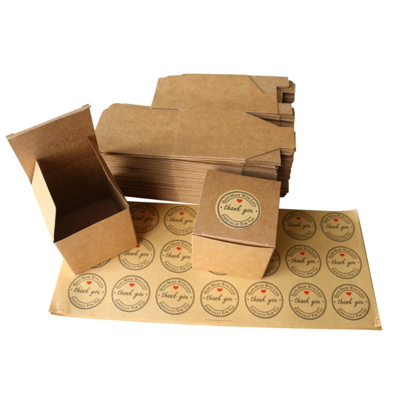 

Gift Boxes 20/50pcs 7x7x7cm Paper Gift Boxes with Thank You Handmade Stickers for Christmas Gifts, Bridesmaid Birthday